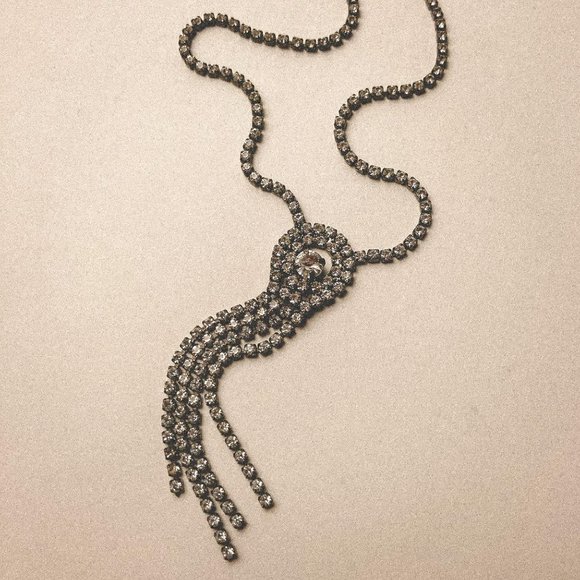 Vintage Furla Italy Rhinestone Tassel Necklace - Picture 8 of 9